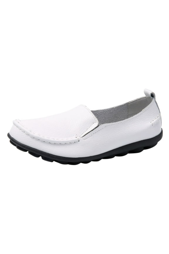 Women's Shoes Comfy Fashion Slip on Work Flats Casual Walking Shoes(White,41)