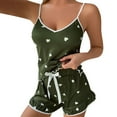 thumbnail image 1 of Sngxgn Women’s Short Sleeve Top with Shorts Pajama Set – Soft Lounge & Sleepwear(Army Green,L), 1 of 5