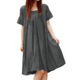 thumbnail image 1 of Sngxgn Women's Shoulder Short Dress Ruched Bodycon Mini Dress(Grey,L), 1 of 5