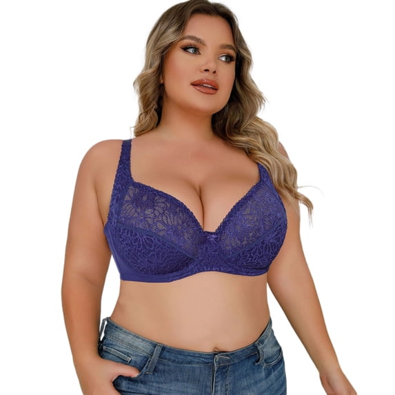Sngxgn Women's Silky Soft Smoothing Wireless Bra(Blue,90D)
