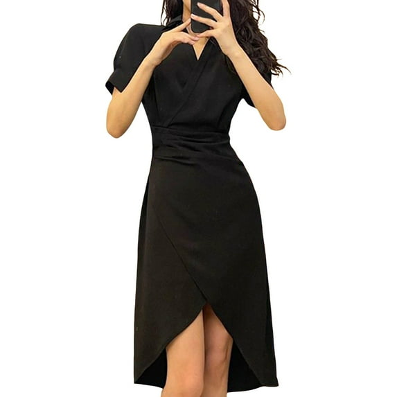 Sngxgn Women's Sleeveless Halter Midi Dress Bodycon Split Dresses(Black,M)