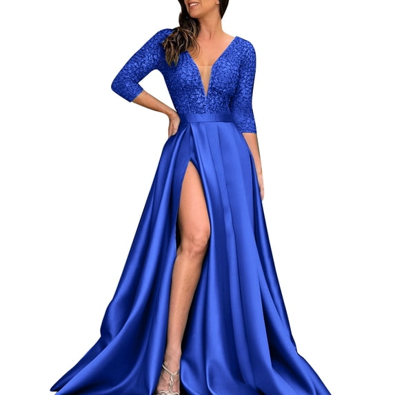 Sngxgn Women's Sleeveless Halter Midi Dress Bodycon Split Dresses(Blue,M)