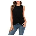 thumbnail image 1 of Sngxgn Women's Sleeveless Tank Top Crewneck Ruched Slim Fitted Crop Tank Tops(Black,XL), 1 of 8