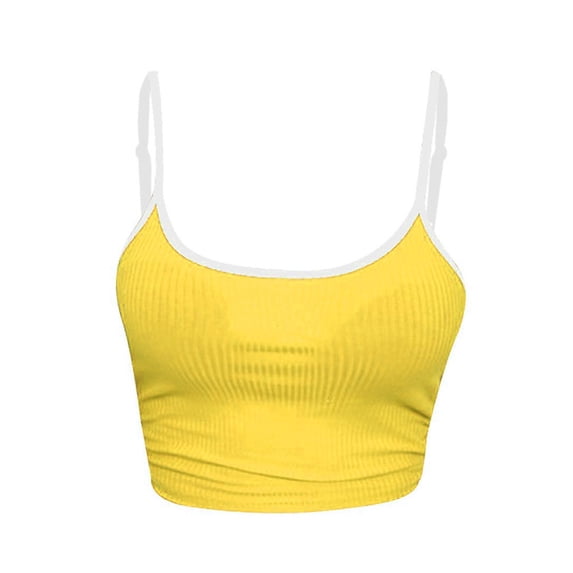Sngxgn Women's Sleeveless Tank Top Double Layers Back Blouse Tunic(YELLOW,M)