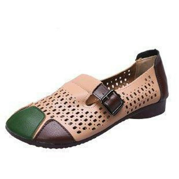 Sngxgn Women's Slip on Shoes Comfortable Flats Shoes Dress Shoes Work Casual Flats(Khaki,40)