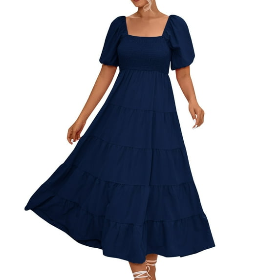 Sngxgn Women's Spaghetti Straps Dresses Split Hem Ruched Bodycon Dress(Blue,XL)