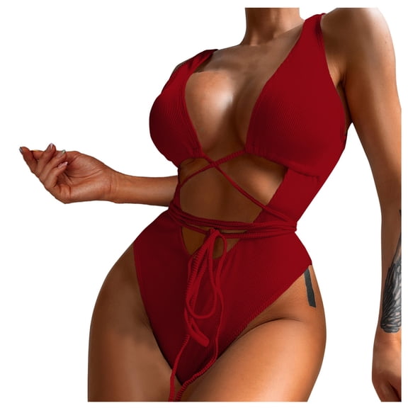 Sngxgn Womenâs Sport Bathing Suit Crisscross Tummy Control Swimsuits Swimwear (Red,S)