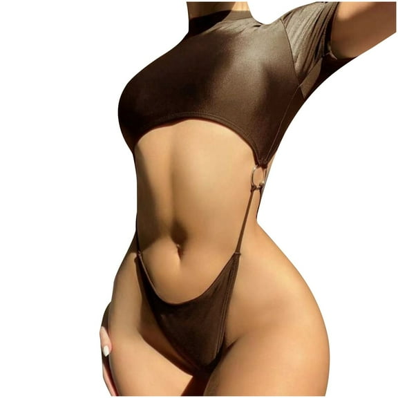 Sngxgn Women’s Sport Bathing Suit Crisscross Tummy Control Swimsuits Swimwear Slimming(Coffee,XS)