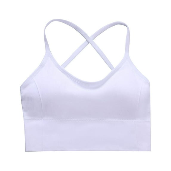 Sngxgn Women's Sports Bra Padded Strappy Medium Support Yoga Bra for Workout Fitness(White,S)