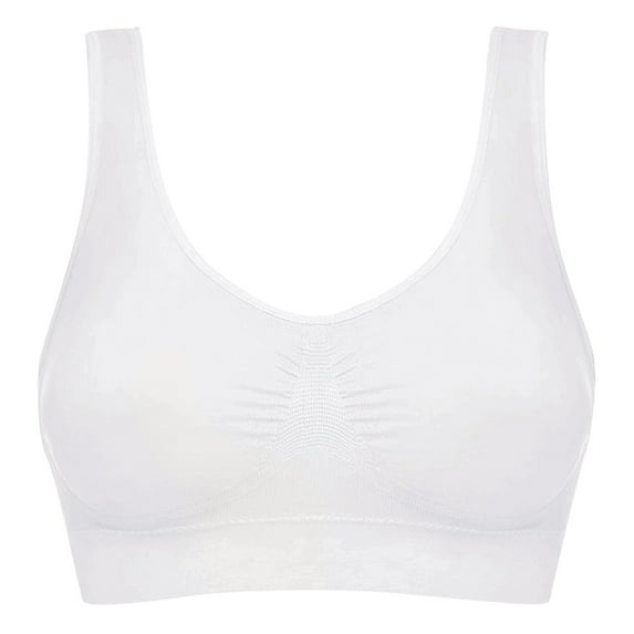 Sngxgn Women's Sports Bra With Seamless Stretch Wireless Lightly Lined Comfort Bra(White,L)