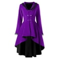 thumbnail image 1 of Sngxgn Women's Square Neck Lantern Long Sleeve Ruffle Shirred Flowy Mini Dress(Purple,S), 1 of 4