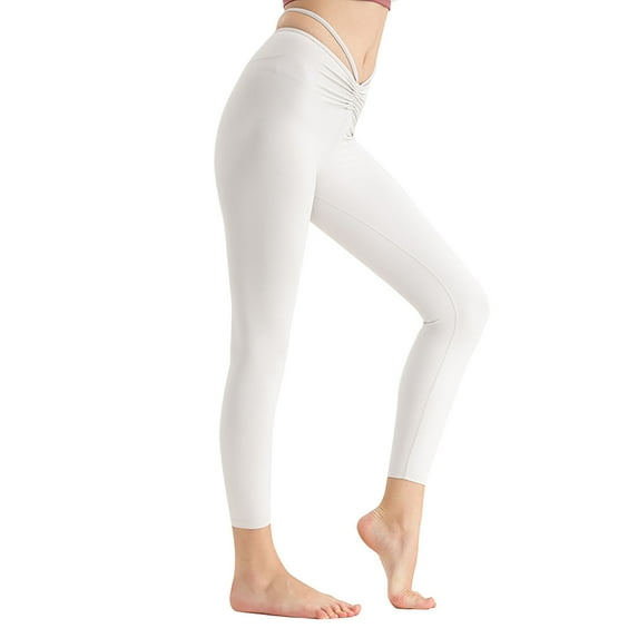 Sngxgn Women's Stretch Pants Yoga Leggings(White,M)