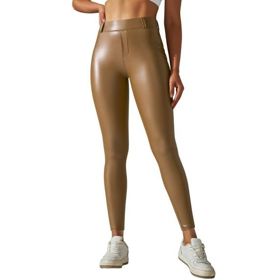 Sngxgn Women's Stretchy Leggings Pants High Waisted Tights(Yellow,XL)