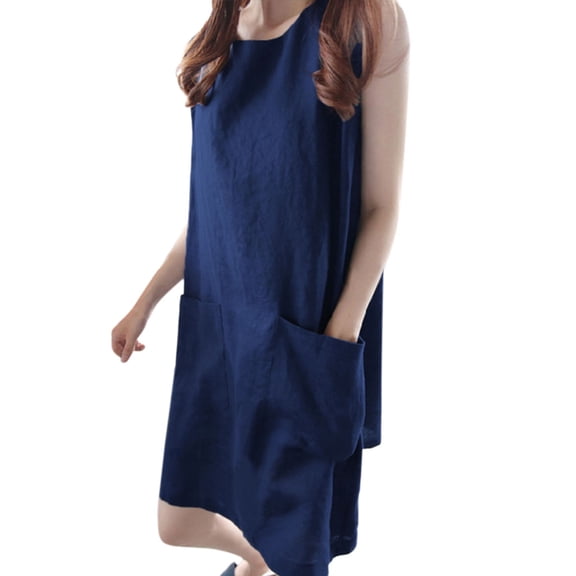 Sngxgn Women's Summer Bodycon Casual Midi Sleeveless Hollow Out Knit Side Slit Striped Long Tank Dress(Navy,XXL)