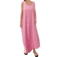 thumbnail image 1 of Sngxgn Women's Summer Dresses Collar V Neck Sleeveless Midi Dress Causal Stripes Ribbed Knit Bodycon Dresses(Pink,S), 1 of 5