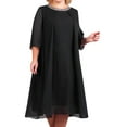 thumbnail image 1 of Sngxgn Women's Summer Long Sleeve Dress Crewneck Lace Flowy Tiered Midi Dresses(Black,L), 1 of 9