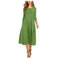 thumbnail image 1 of Sngxgn Women's Summer Long Sleeve Dress Crewneck Lace Flowy Tiered Midi Dresses(Green,L), 1 of 6