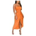 thumbnail image 1 of Sngxgn Women's Summer Long Sleeve Dress Crewneck Lace Flowy Tiered Midi Dresses(Orange,XL), 1 of 5