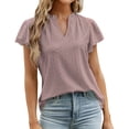 thumbnail image 1 of Sngxgn Women's Summer Short Sleeve V-Neck Shirts Casual Solid Color Basic Tee T-Shirt(Red,XL), 1 of 8