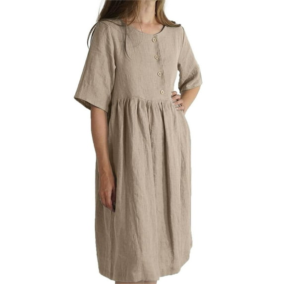 Sngxgn Women's Sweettheart Neckline Long Sleeve Dress Side Slit Stretch Flare Mini Dress(Khaki,S)