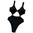 thumbnail image 1 of Sngxgn Women's Swimsuit Bathing Suit V Neck Ruffled Swimwear Adjustable Straps(Black,M), 1 of 7
