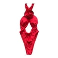 thumbnail image 1 of Sngxgn Women's Swimsuit Bathing Suit V Neck Ruffled Swimwear Adjustable Straps(Red,M), 1 of 7