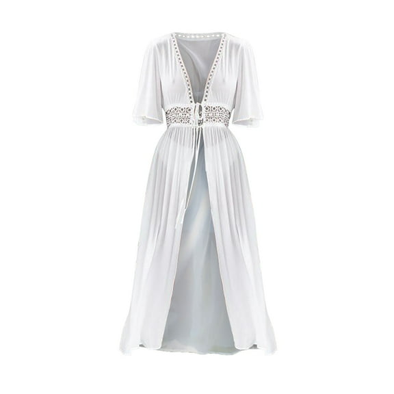 Sngxgn Women's Swimsuit Cover ups Sleeveless Button up Shirt Bathing Suit Beach Dresses(White,M)