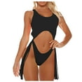 thumbnail image 1 of Sngxgn Women's Swimsuit Sexy Deep V Neck Bathing Suit Crisscross Back Self Tie(Black,XL), 1 of 5