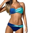 thumbnail image 1 of Sngxgn Women's Swimsuit Tummy Control V Neck Bathing Suits(Blue,S), 1 of 7