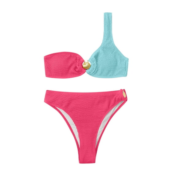 Sngxgn Women's Swimsuit Tummy Control V Neck Bathing Suits(Hot Pink,M)