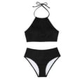 thumbnail image 1 of Sngxgn Women's Swimsuits Swimwear Asymmetric Ruffle Monokinis Bathing Suits(Black,S), 1 of 7