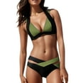 thumbnail image 1 of Sngxgn Women's Twist Back Cut Out Ring Plunge Neck Swimsuit Bathing Suit(Army Green,S), 1 of 6