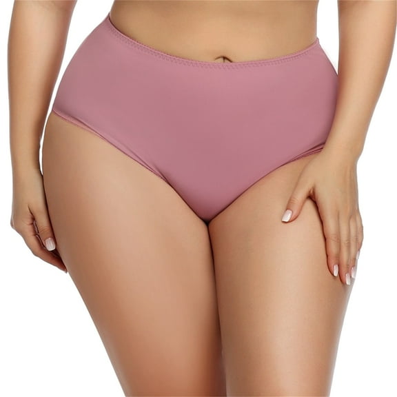 Sngxgn Women's Underwear Cotton High Waisted Underwear Full Coverage Panties Briefs(Pink,XXXL)