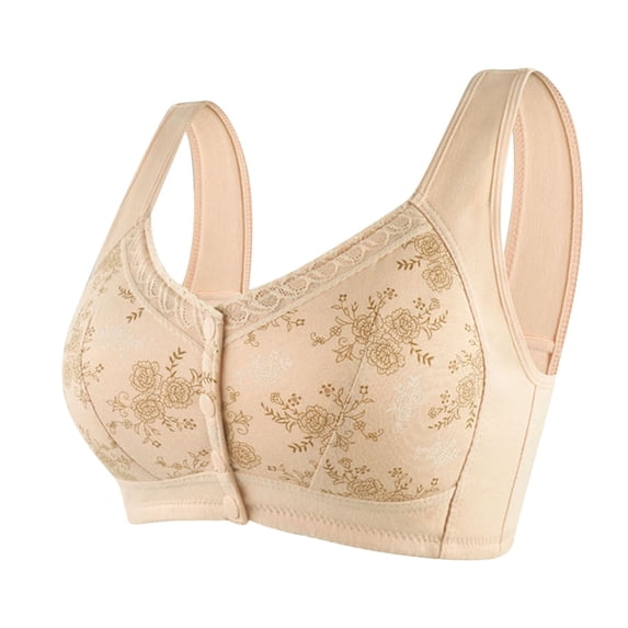Sngxgn Women's Underwire Bra, Comfort T-shirt Bra, Front-close Bra(Khaki,36)