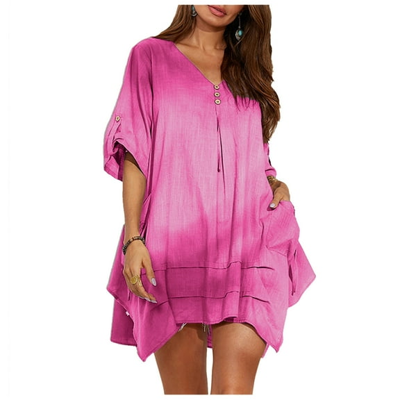 Sngxgn Women's V Neck Long Sleeve Shirts Tunic Blouses Fall Basic Tops Tee(Red,L)