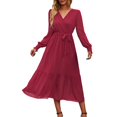 thumbnail image 1 of Sngxgn Women's V Neck Sleeveless Ruched Bodycon Party Dress(Red,M), 1 of 7