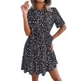 thumbnail image 1 of Sngxgn Women's V Neck Swing Ruffle Long Sleeve Mini Dress(Black,S), 1 of 7