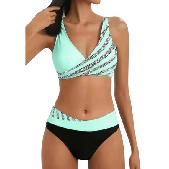 Sngxgn Women's Vintage Padded Push up Swimsuits Tummy Control Bathing Suits Swimwear(Green,S)
