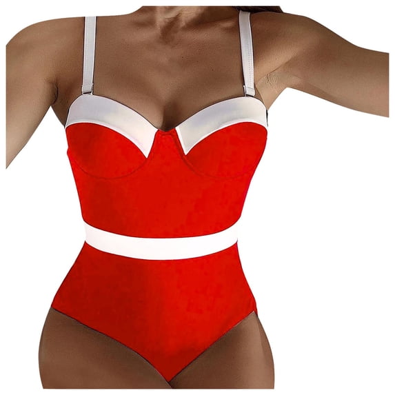 Sngxgn Swimsuit Women - Tummy Control Bathing Suits, Unique Design Criss Cross Back, Ruched Swimwear(Red,L)