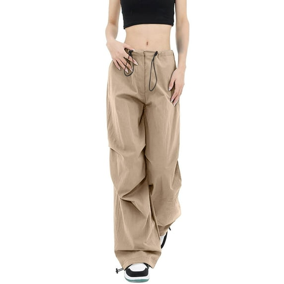 Sngxgn Women's Wide Leg Lounge Pants with Pockets Lightweight High Waisted Adjustable Tie Knot Loose Trousers(Khaki,XXL)