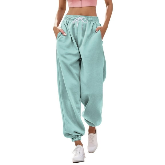 Sngxgn Women's Wide Leg Lounge Pants with Pockets Lightweight High Waisted Adjustable Tie Knot Loose Trousers(Mint Green,L)