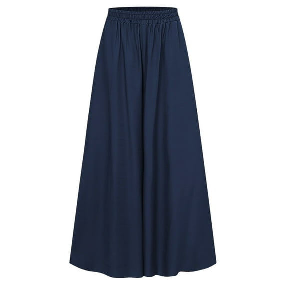 Sngxgn Women's Wide Leg Pants High Elastic Waisted in The Back Business Work Trousers Long Straight Suit Pants(Blue,M)