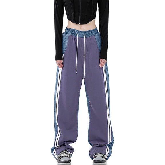 Sngxgn Women's Wide Leg Pants High Elastic Waisted in The Back Business Work Trousers Long Straight Suit Pants(Purple,S)