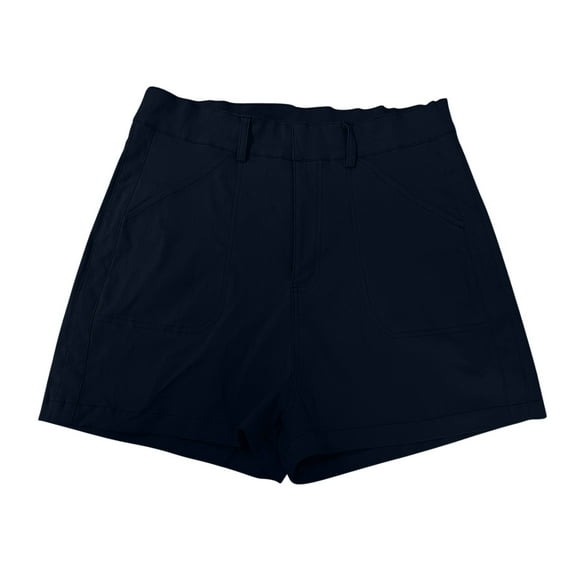 Sngxgn Women's Wide Leg Shorts with Pockets Lightweight High Waisted Adjustable Tie Knot Loose Summer Trousers(Navy,L)