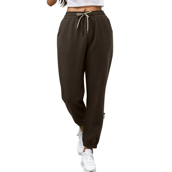 Sngxgn Women's Wide Leg Sweatpants Fall Casual High Wasited Pants(Coffee,L)