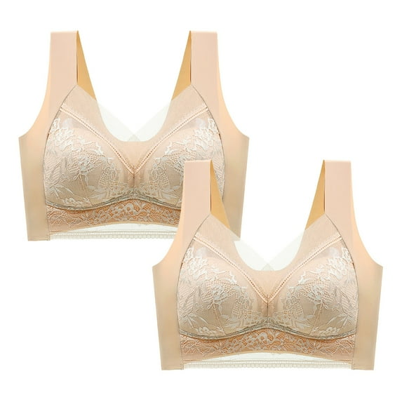 Sngxgn Women's Wireless Full-Coverage Bra with Everyday Comfort(Beige,6L)