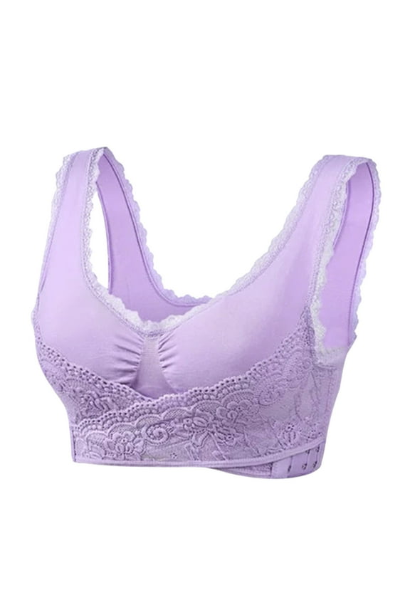 Women's Wireless Full-Coverage Bra with Everyday Comfort(Purple,XXXXL)