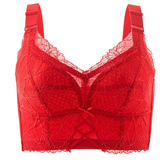 Sngxgn Women's Wireless Full-Coverage Bra with Everyday Comfort(Red,100E)
