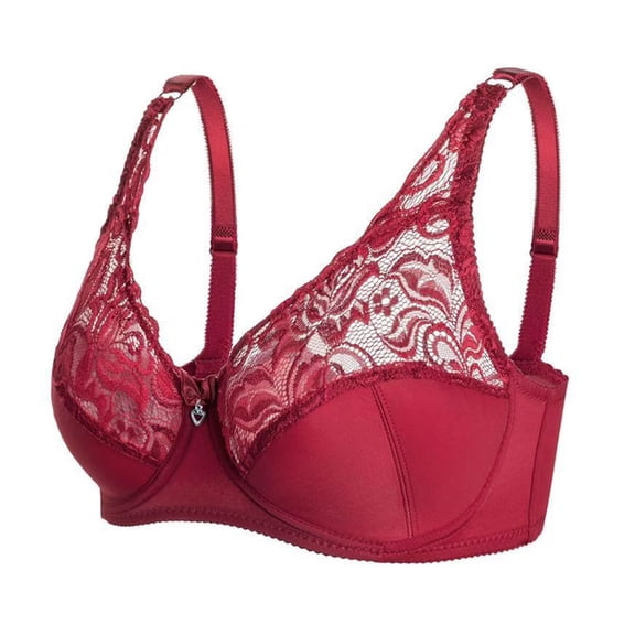 Sngxgn Women's Wireless Full-Coverage Bra with Everyday Comfort(Red,L)