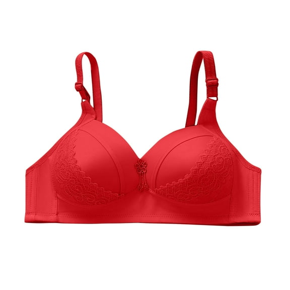Sngxgn Women's Wireless T-Shirt Bra, Wirefree T-Shirt Bra(Red,40)